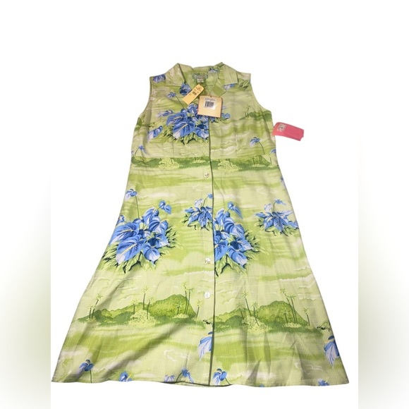Tommy Bahama 100% Silk Anthurium Island Dress Size 6 Chive Green Floral NWT - Picture 2 of 9